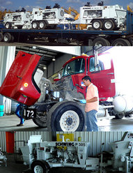camiones de cemento en restauración