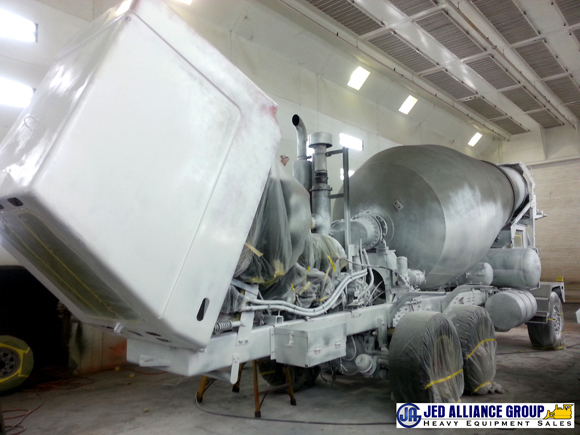 Concrete Mixer Truck getting primed and sealed in JED Alliance paint shop